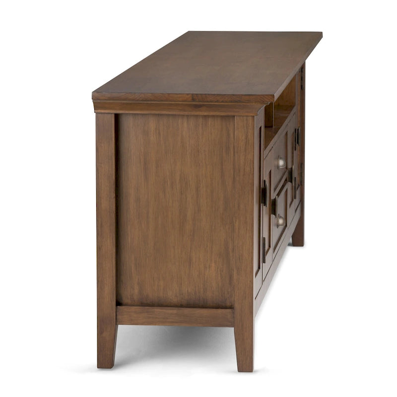 Meuble TV en bois massif de 183 cm de large pour téléviseurs jusqu'à 80 pouces - 183 L x 42 P x 66 H cm