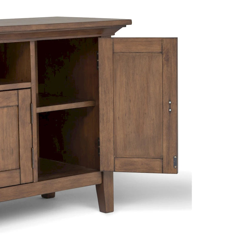 Meuble TV en bois massif de 183 cm de large pour téléviseurs jusqu'à 80 pouces - 183 L x 42 P x 66 H cm