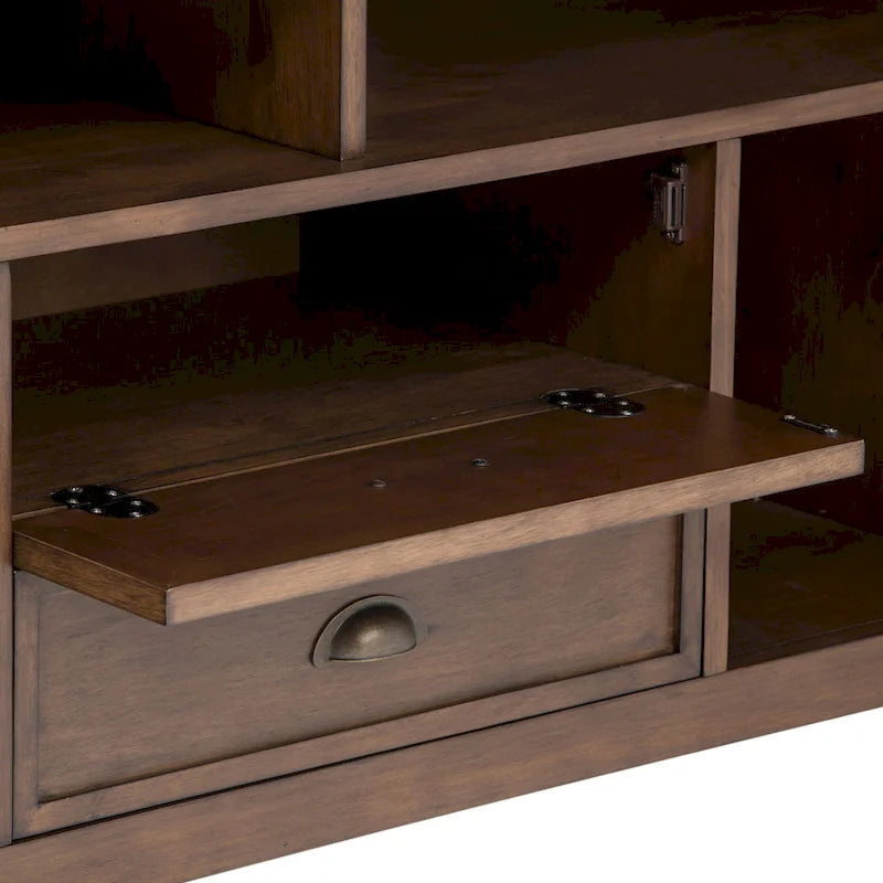 Meuble TV en bois massif de 183 cm de large pour téléviseurs jusqu'à 80 pouces - 183 L x 42 P x 66 H cm