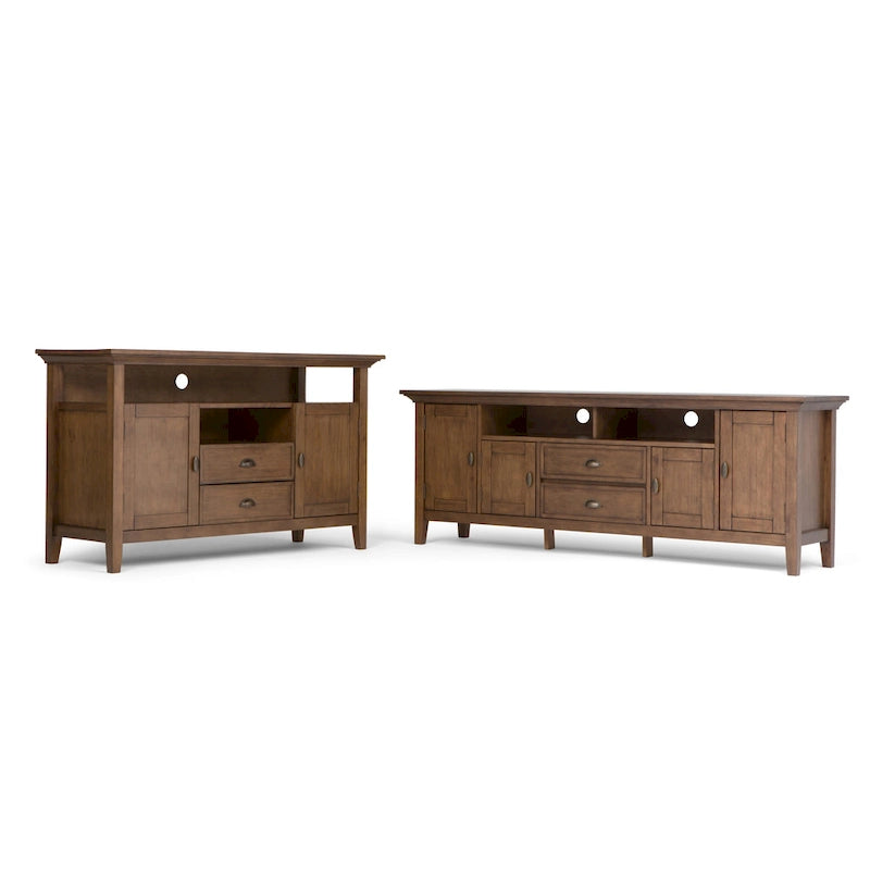 Meuble TV en bois massif de 183 cm de large pour téléviseurs jusqu'à 80 pouces - 183 L x 42 P x 66 H cm