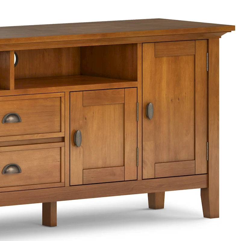 Meuble TV en bois massif de 183 cm de large pour téléviseurs jusqu'à 80 pouces - 183 L x 42 P x 66 H cm