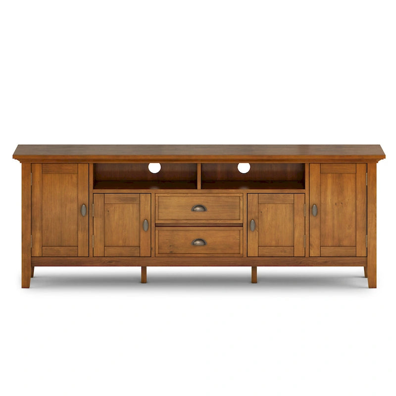 Meuble TV en bois massif de 183 cm de large pour téléviseurs jusqu'à 80 pouces - 183 L x 42 P x 66 H cm
