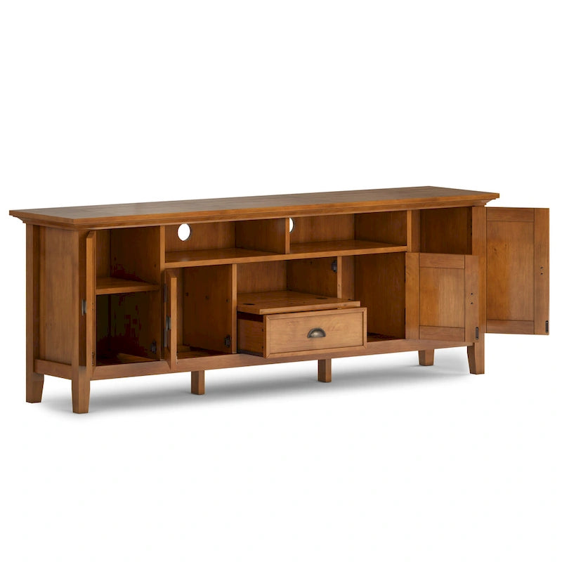 Meuble TV en bois massif de 183 cm de large pour téléviseurs jusqu'à 80 pouces - 183 L x 42 P x 66 H cm