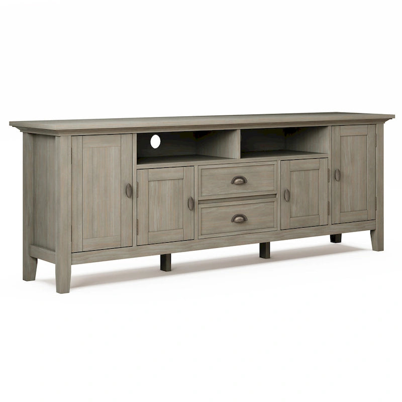 Meuble TV en bois massif de 183 cm de large pour téléviseurs jusqu'à 80 pouces - 183 L x 42 P x 66 H cm