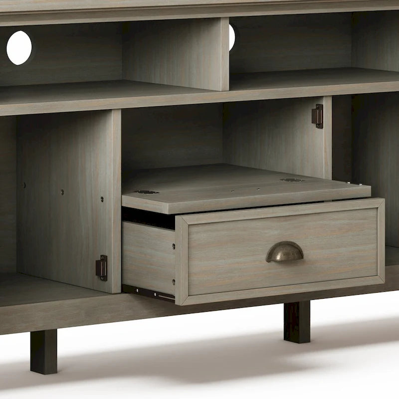 Meuble TV en bois massif de 183 cm de large pour téléviseurs jusqu'à 80 pouces - 183 L x 42 P x 66 H cm