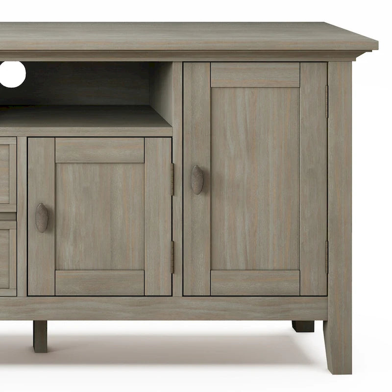 Meuble TV en bois massif de 183 cm de large pour téléviseurs jusqu'à 80 pouces - 183 L x 42 P x 66 H cm