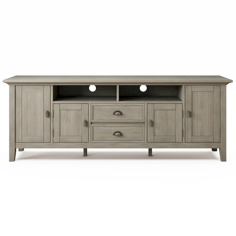Meuble TV en bois massif de 183 cm de large pour téléviseurs jusqu'à 80 pouces - 183 L x 42 P x 66 H cm