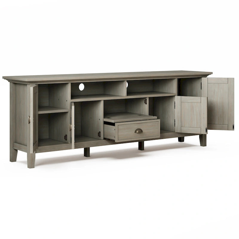 Meuble TV en bois massif de 183 cm de large pour téléviseurs jusqu'à 80 pouces - 183 L x 42 P x 66 H cm