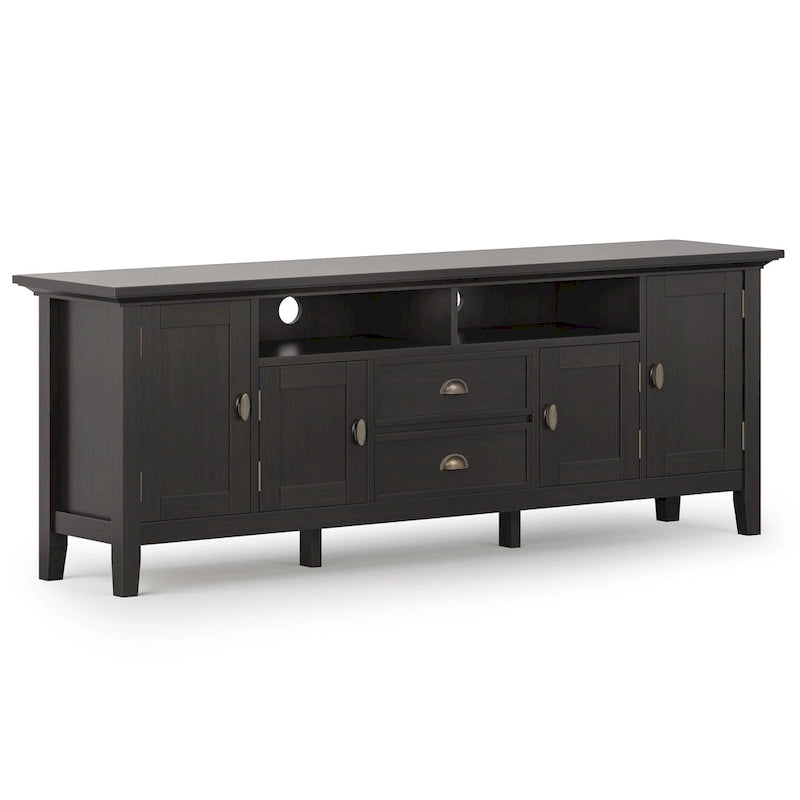 Meuble TV en bois massif de 183 cm de large pour téléviseurs jusqu'à 80 pouces - 183 L x 42 P x 66 H cm