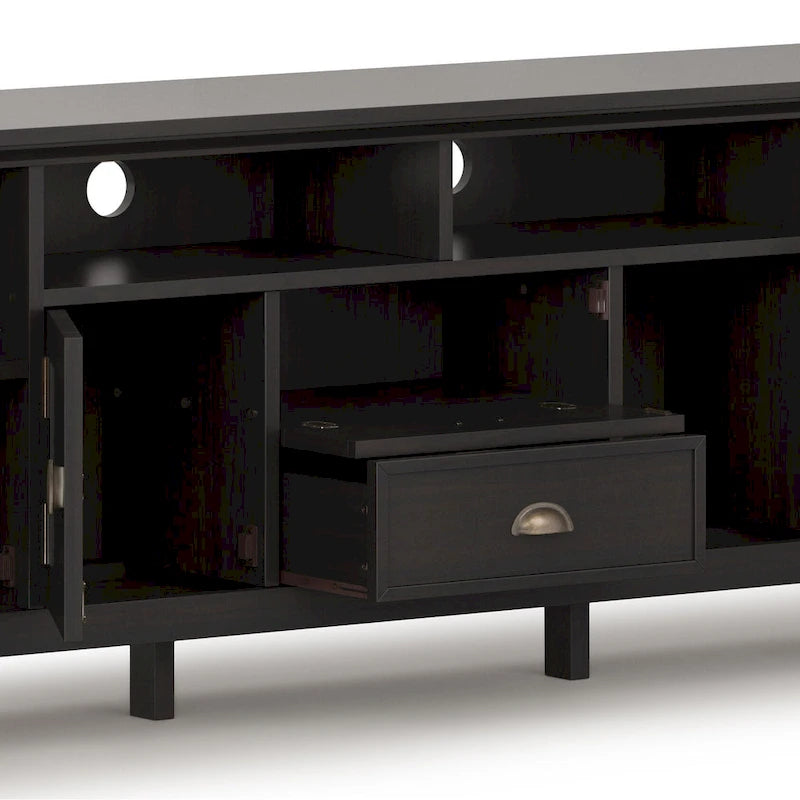 Meuble TV en bois massif de 183 cm de large pour téléviseurs jusqu'à 80 pouces - 183 L x 42 P x 66 H cm