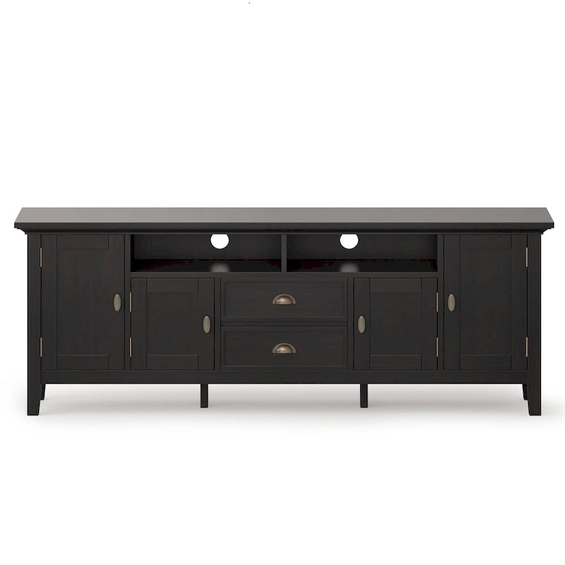 Meuble TV en bois massif de 183 cm de large pour téléviseurs jusqu'à 80 pouces - 183 L x 42 P x 66 H cm