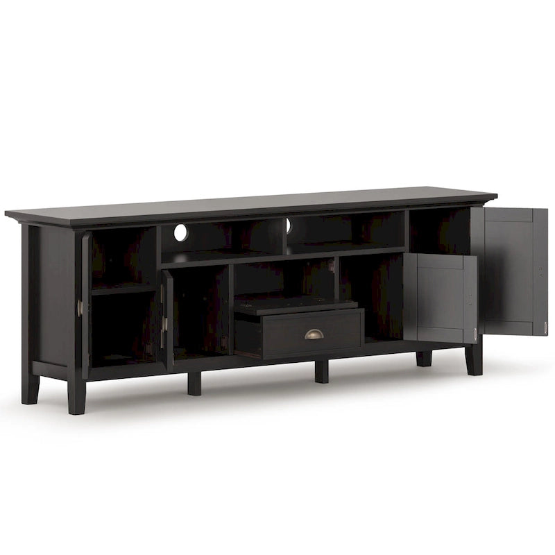 Meuble TV en bois massif de 183 cm de large pour téléviseurs jusqu'à 80 pouces - 183 L x 42 P x 66 H cm