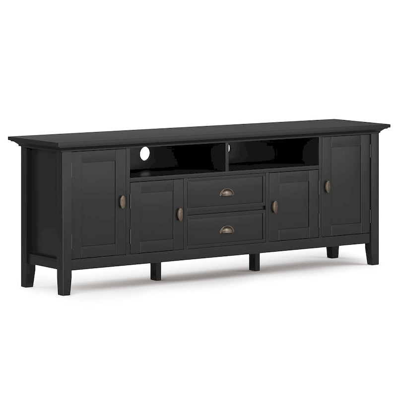 Meuble TV en bois massif de 183 cm de large pour téléviseurs jusqu'à 80 pouces - 183 L x 42 P x 66 H cm