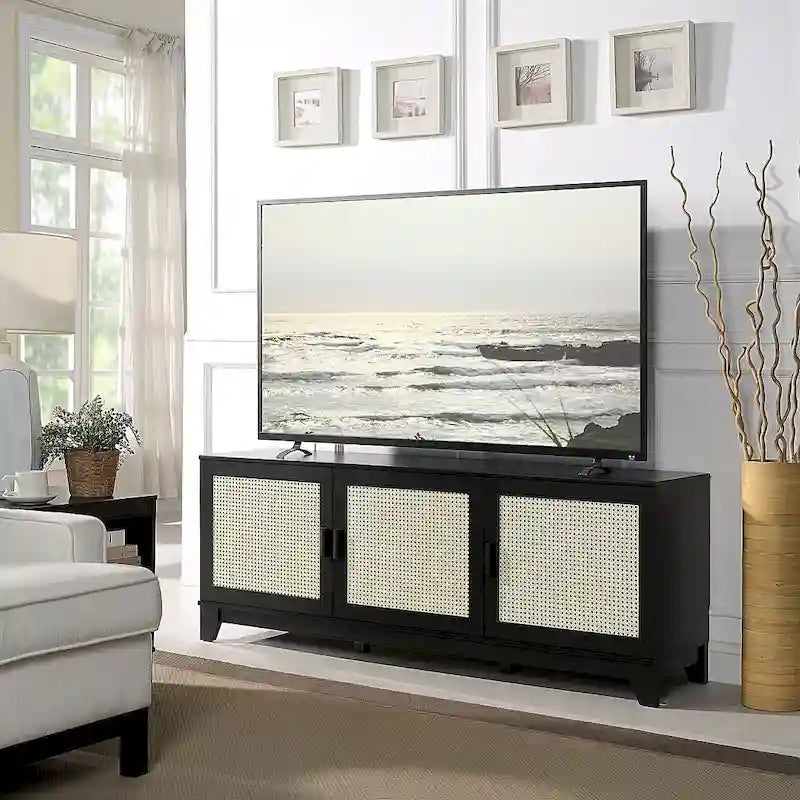 Console de meuble TV moderne en rotin de 160 cm (62.99 po)