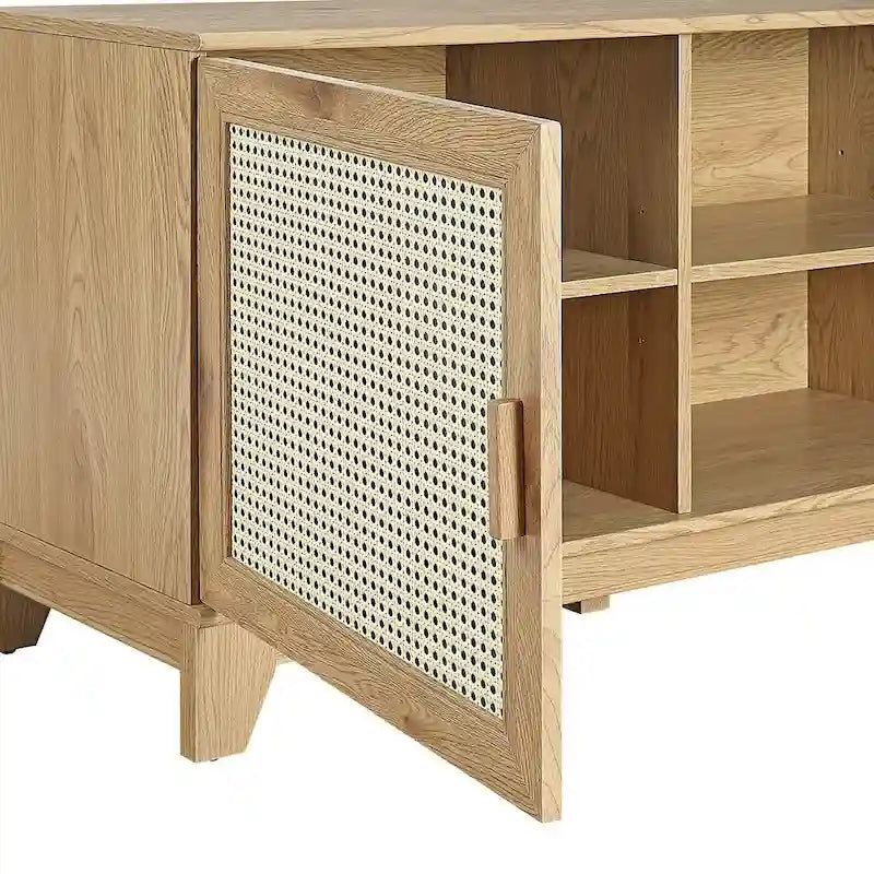 Console de meuble TV moderne en rotin de 160 cm (62.99 po)
