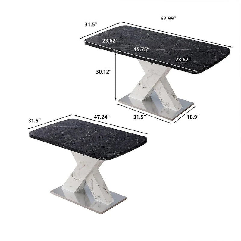 Table à manger carrée moderne 47,24-62,99 L