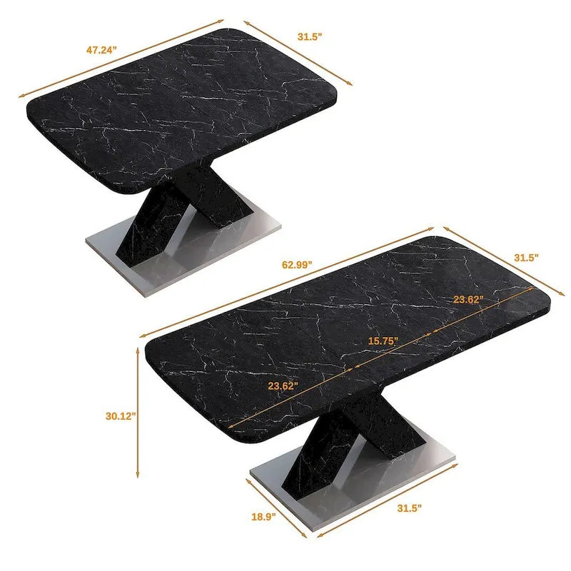 Table à manger carrée moderne 47,24-62,99 L