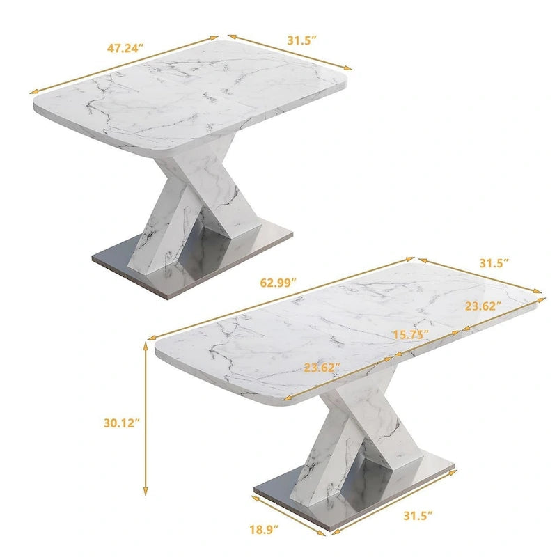 Table à manger carrée moderne 47,24-62,99 L