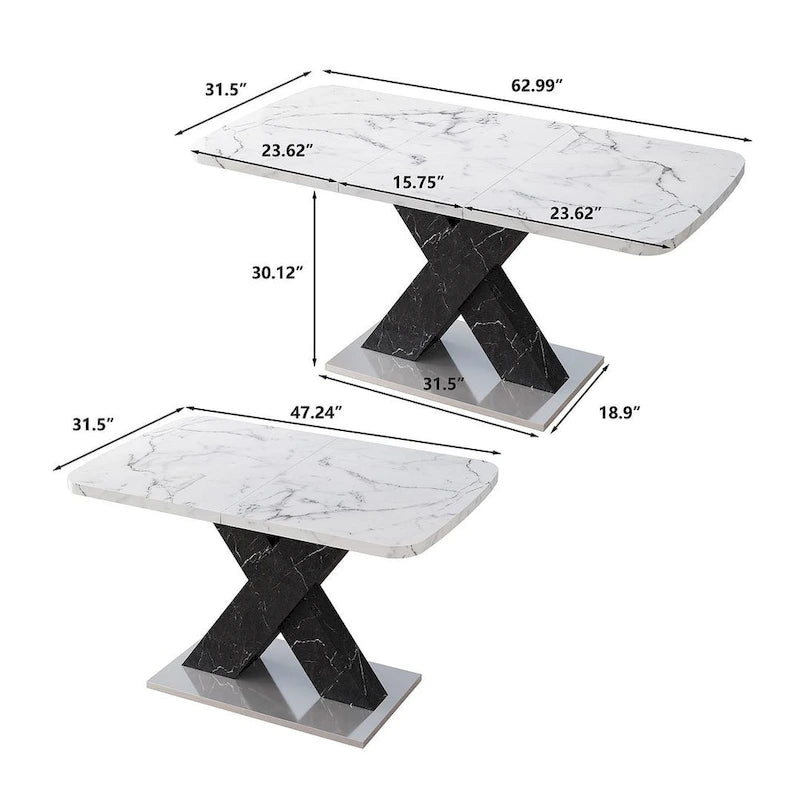 Table à manger carrée moderne 47,24-62,99 L