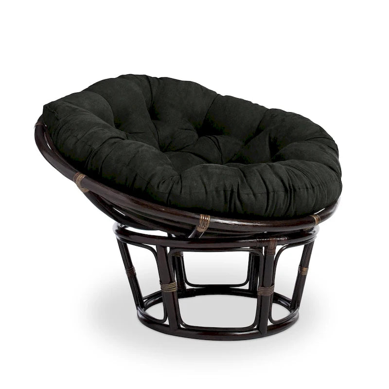Fauteuil Papasan en rotin de 42 pouces avec coussin en micro-daim