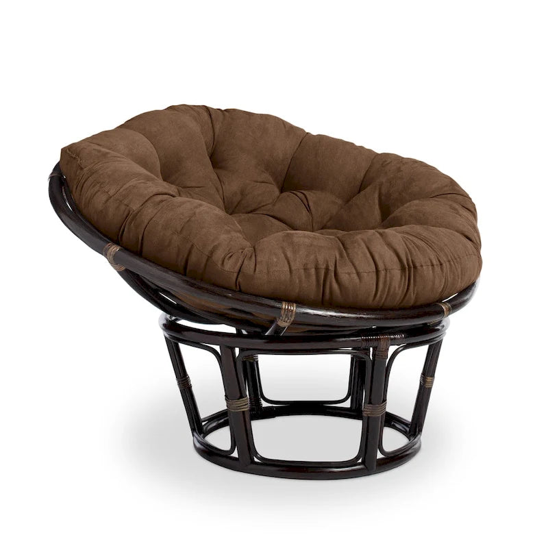 Fauteuil Papasan en rotin de 42 pouces avec coussin en micro-daim