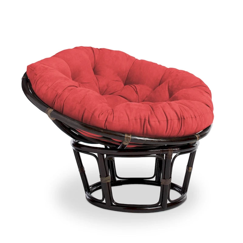 Fauteuil Papasan en rotin de 42 pouces avec coussin en micro-daim