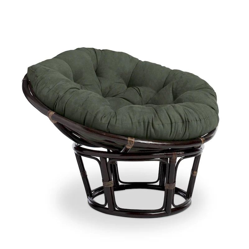 Fauteuil Papasan en rotin de 42 pouces avec coussin en micro-daim