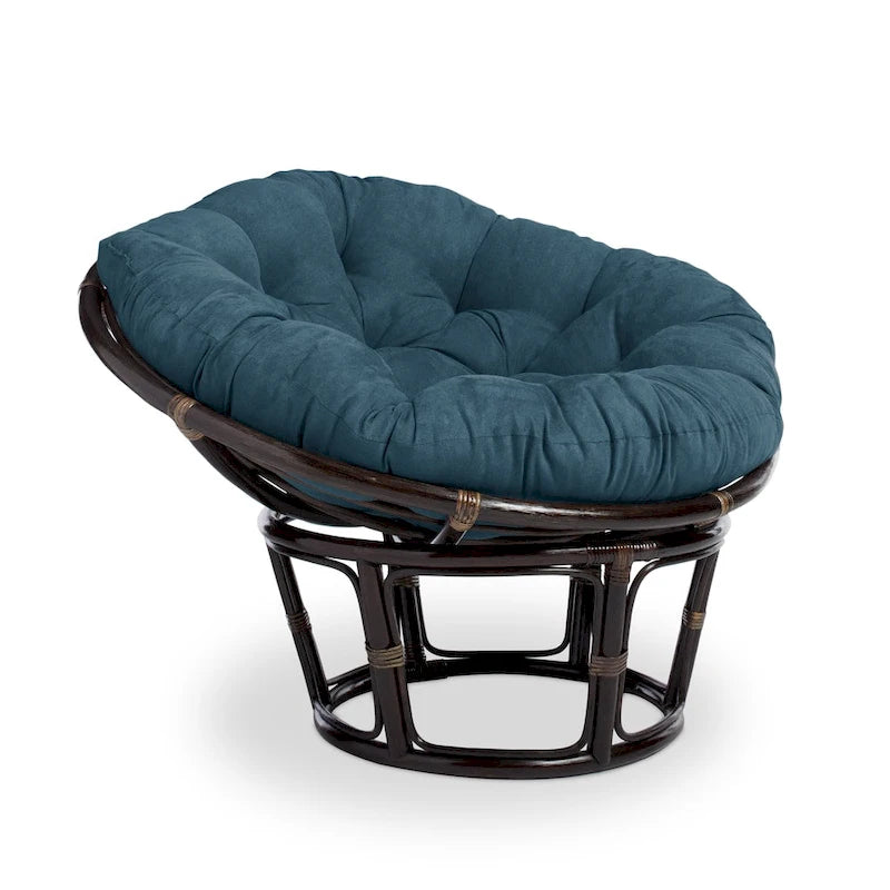 Fauteuil Papasan en rotin de 42 pouces avec coussin en micro-daim