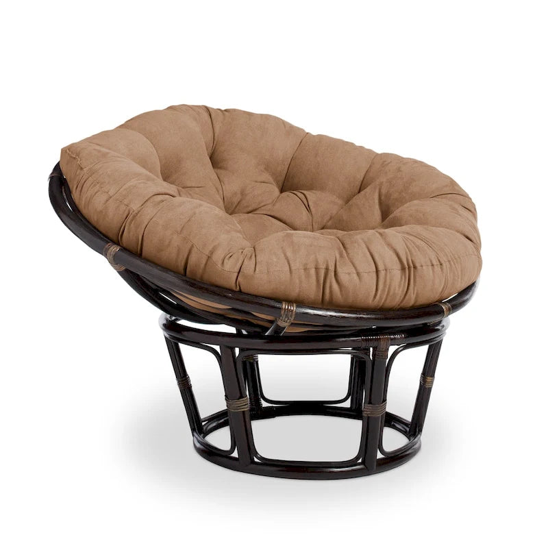 Fauteuil Papasan en rotin de 42 pouces avec coussin en micro-daim