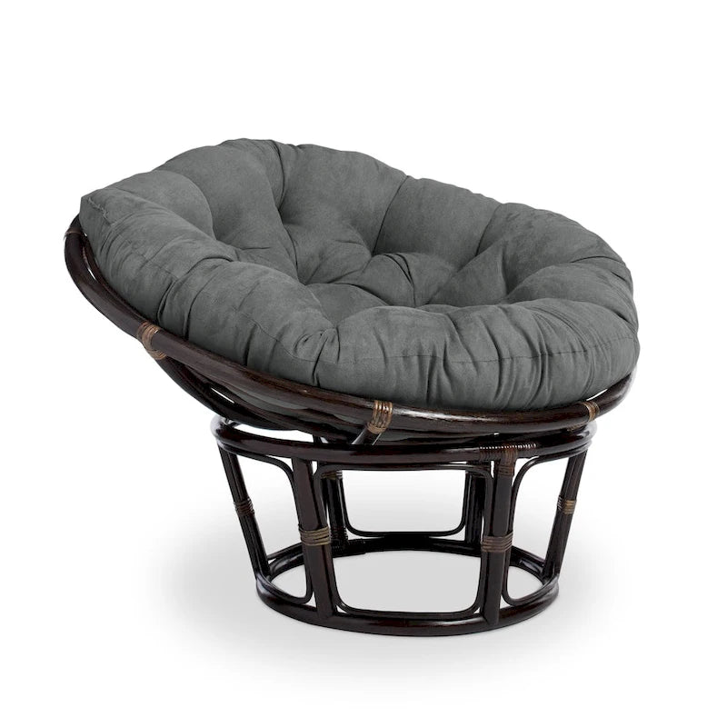 Fauteuil Papasan en rotin de 42 pouces avec coussin en micro-daim
