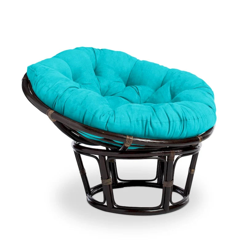 Fauteuil Papasan en rotin de 42 pouces avec coussin en micro-daim