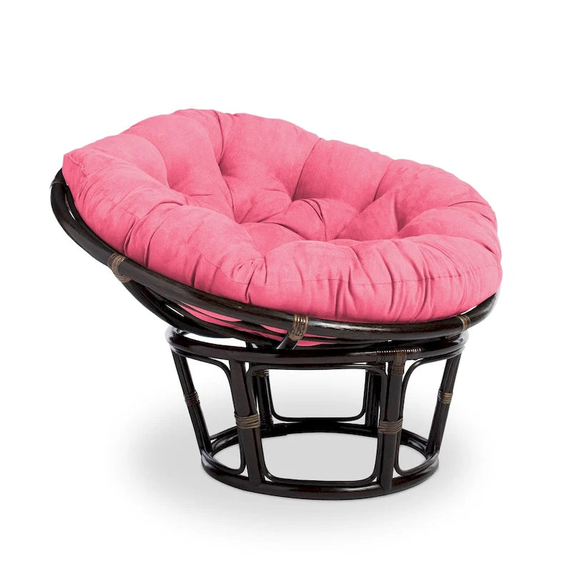 Fauteuil Papasan en rotin de 42 pouces avec coussin en micro-daim