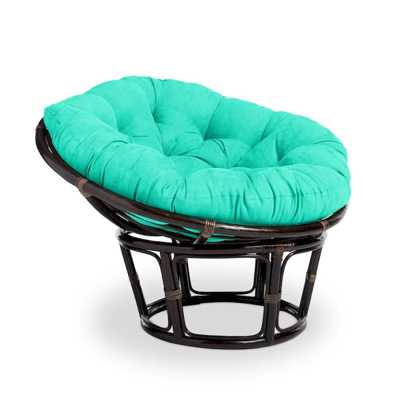 Fauteuil Papasan en rotin de 42 pouces avec coussin en micro-daim