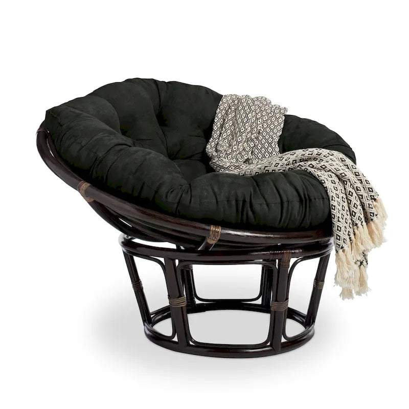 Fauteuil Papasan en rotin de 42 pouces avec coussin en micro-daim