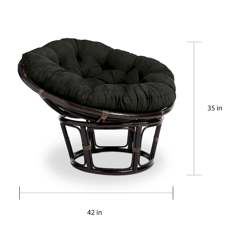 Fauteuil Papasan en rotin de 42 pouces avec coussin en micro-daim