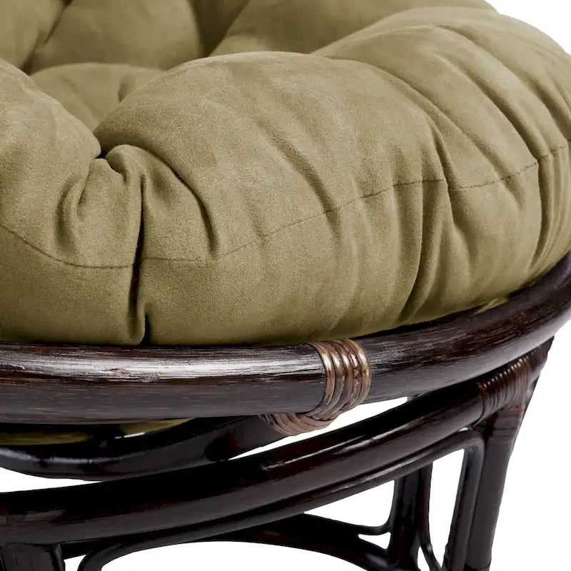 Fauteuil Papasan en rotin de 42 pouces avec coussin en micro-daim