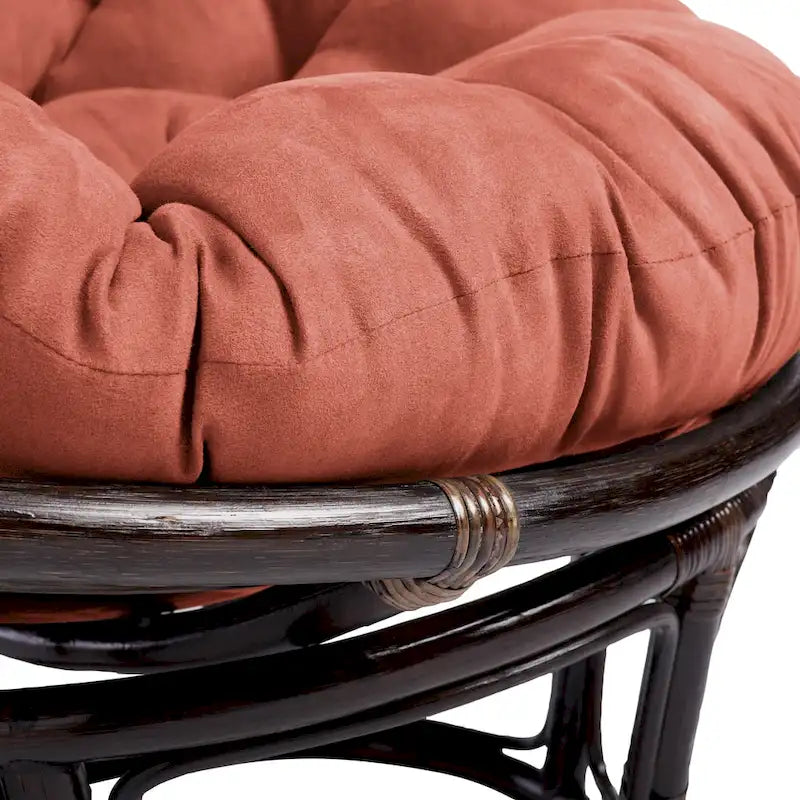 Fauteuil Papasan en rotin de 42 pouces avec coussin en micro-daim