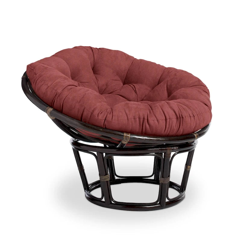 Fauteuil Papasan en rotin de 42 pouces avec coussin en micro-daim