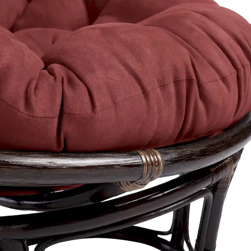Fauteuil Papasan en rotin de 42 pouces avec coussin en micro-daim