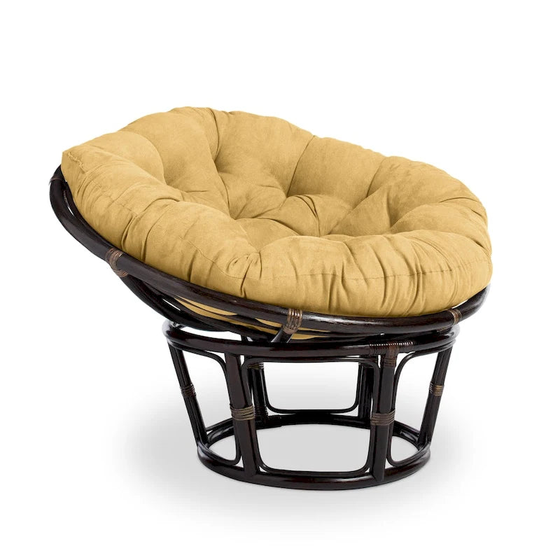 Fauteuil Papasan en rotin de 42 pouces avec coussin en micro-daim