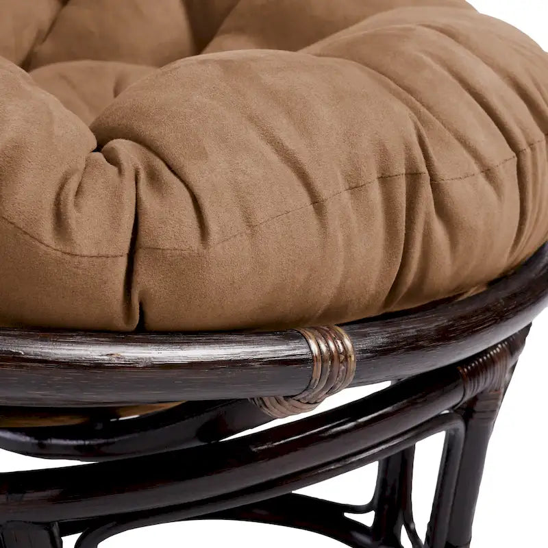 Fauteuil Papasan en rotin de 42 pouces avec coussin en micro-daim