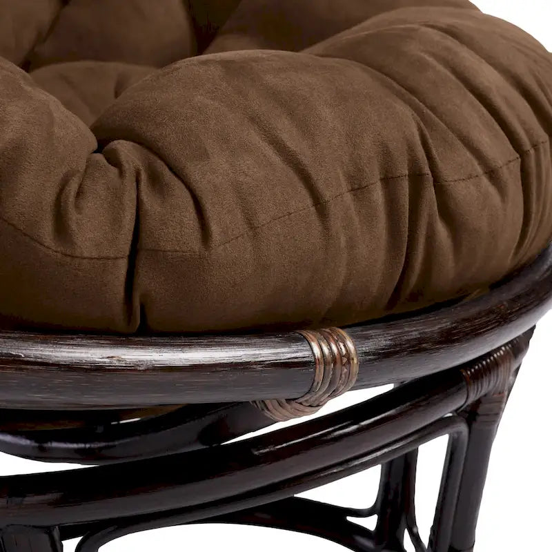 Fauteuil Papasan en rotin de 42 pouces avec coussin en micro-daim