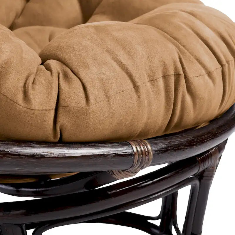Fauteuil Papasan en rotin de 42 pouces avec coussin en micro-daim