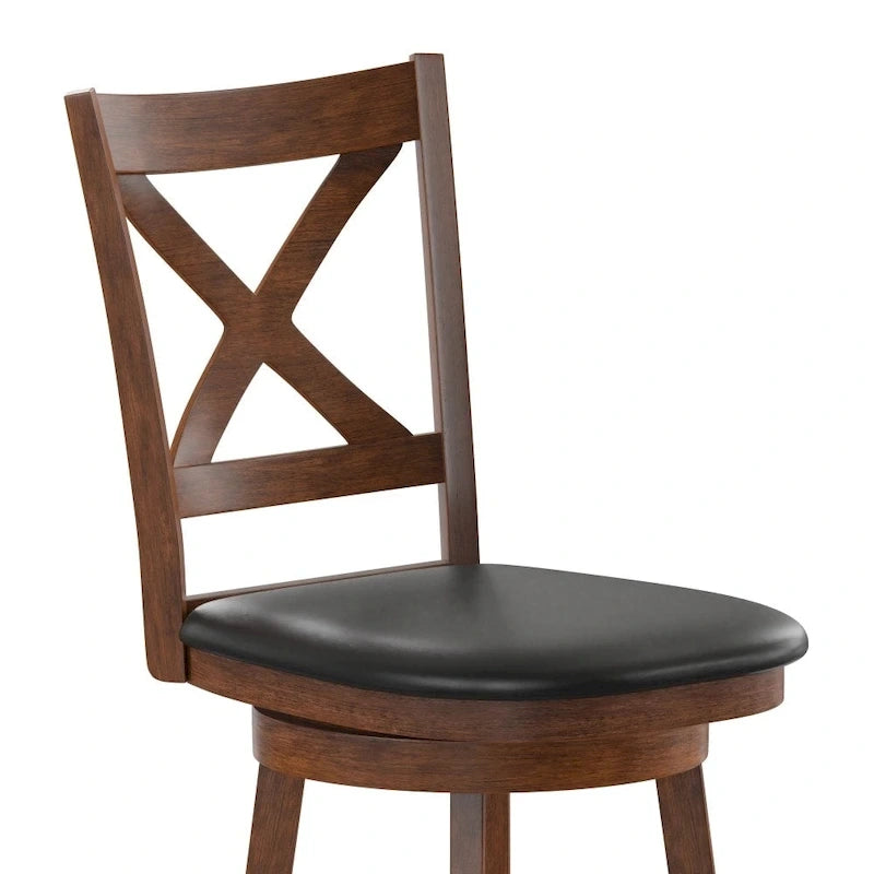 Tabouret de comptoir pivotant moderne en bois à dossier échelle et assise rembourrée