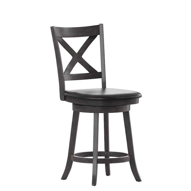 Tabouret de comptoir pivotant moderne en bois à dossier échelle et assise rembourrée