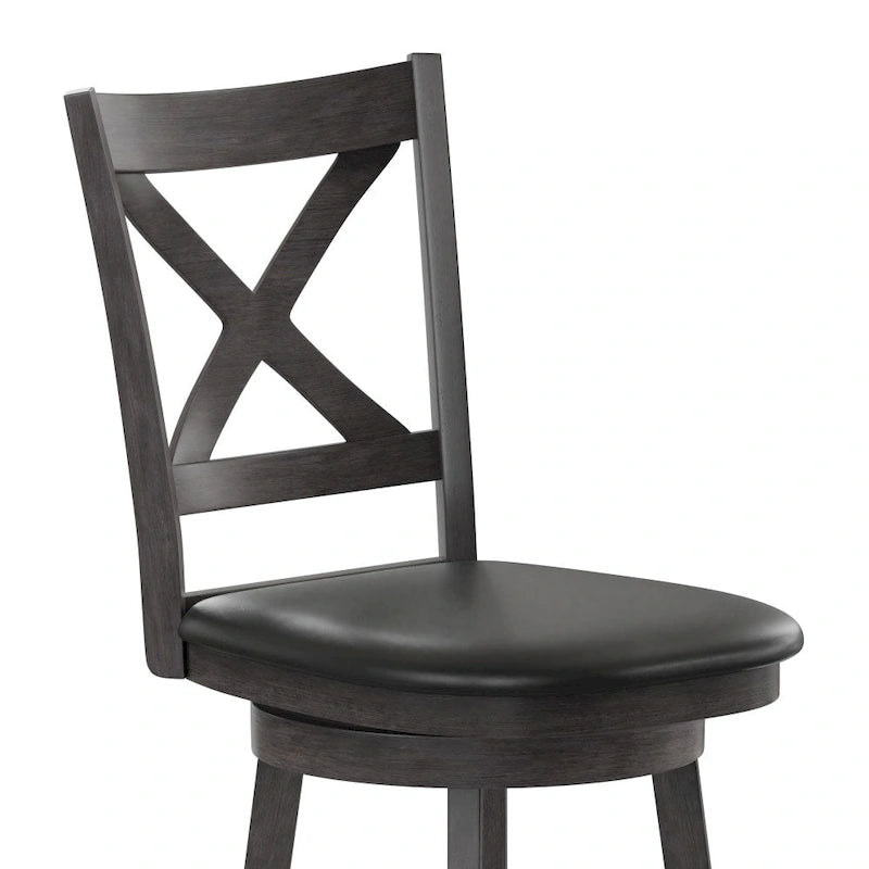 Tabouret de comptoir pivotant moderne en bois à dossier échelle et assise rembourrée