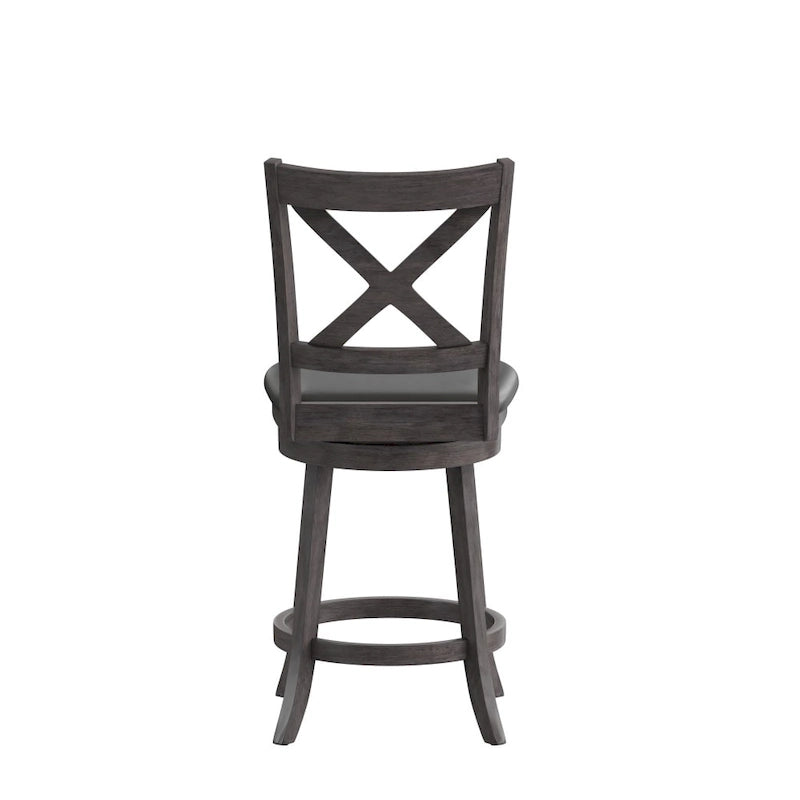 Tabouret de comptoir pivotant moderne en bois à dossier échelle et assise rembourrée