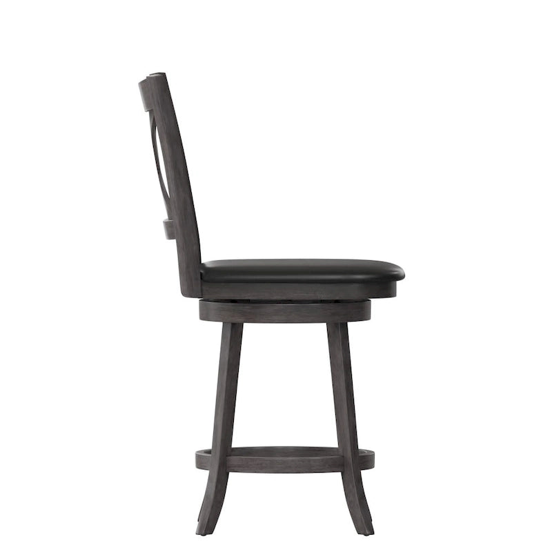 Tabouret de comptoir pivotant moderne en bois à dossier échelle et assise rembourrée