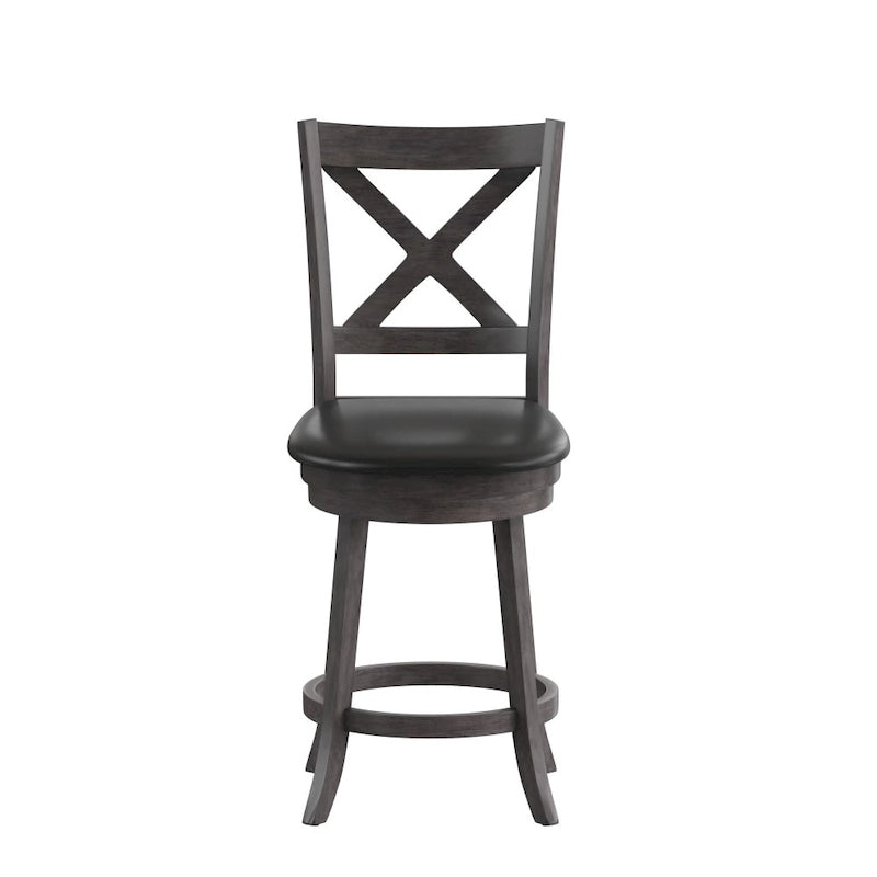 Tabouret de comptoir pivotant moderne en bois à dossier échelle et assise rembourrée
