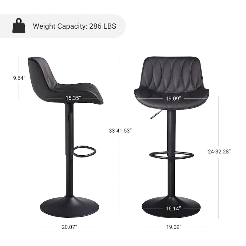 Tabouret de bar pivotant et réglable en cuir PU (Lot de 2)